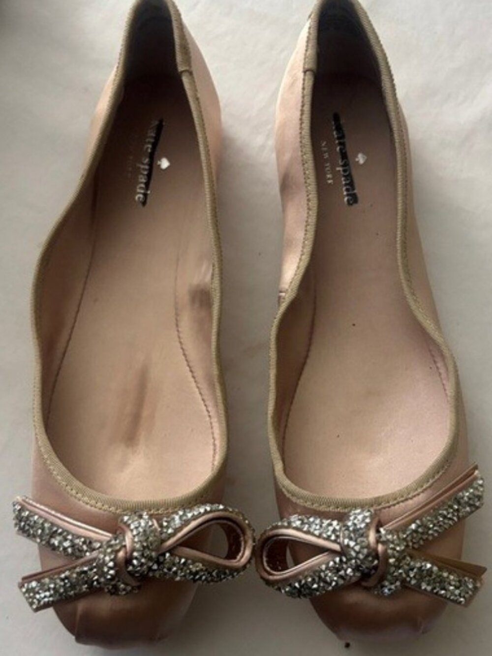 kate spade Crystal Bow Blush Ballet Flats